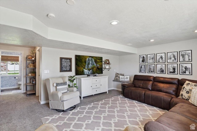 1184 Bridgecreek Ln, Layton, UT 84041 - carpeted living room with a textured ceiling and recessed lighting