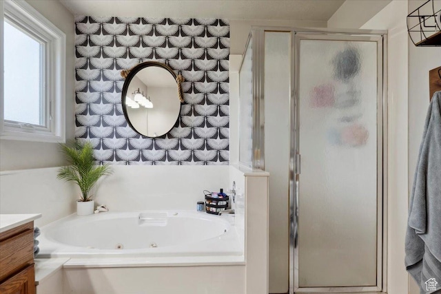 1184 Bridgecreek Ln, Layton, UT 84041 - full bath with a shower stall, a whirlpool tub, and vanity