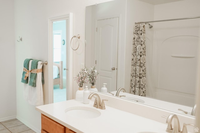 279 S 950 W, Spanish Fork, UT 84660 - full bathroom featuring double vanity, a shower with shower curtain, and tile patterned flooring