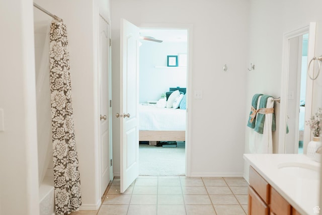 279 S 950 W, Spanish Fork, UT 84660 - ensuite bathroom featuring vanity, a shower with shower curtain, and tile patterned floors