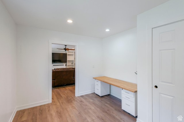249 N 800 W, Orem, UT 84057 - unfurnished office with light wood finished floors, ceiling fan, recessed lighting, and built in desk