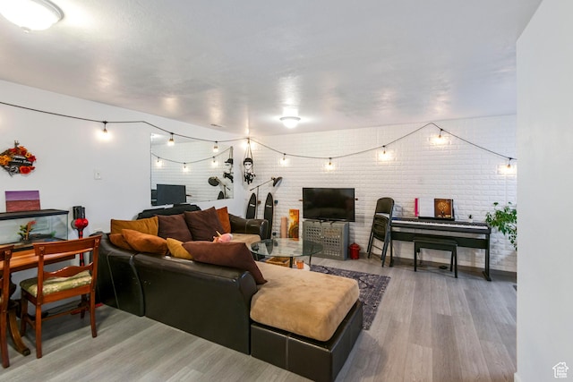249 N 800 W, Orem, UT 84057 - living room with wood finished floors and brick wall