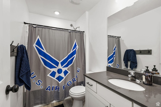 1098 S 4050 W, Syracuse, UT 84075 - bathroom with vanity, a shower with curtain, and wood finished floors
