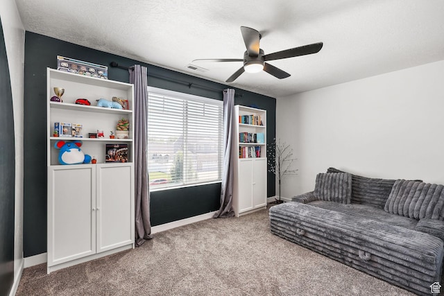 1098 S 4050 W, Syracuse, UT 84075 - living area featuring ceiling fan, carpet floors, and a textured ceiling