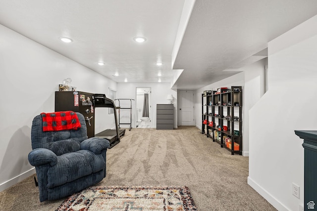 1098 S 4050 W, Syracuse, UT 84075 - living area with carpet flooring, recessed lighting, and stairway