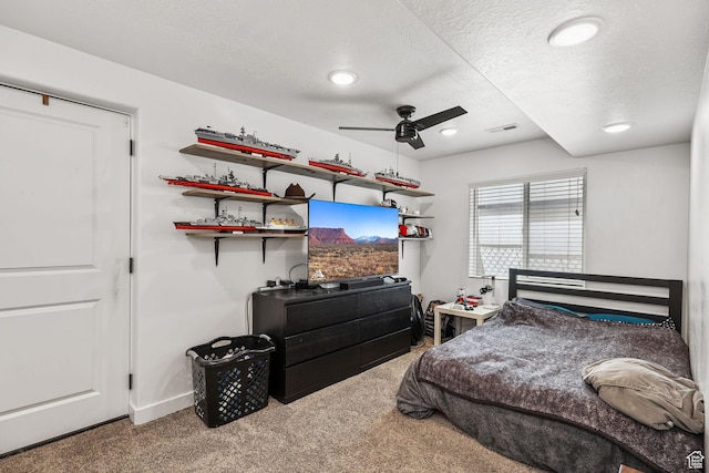 1098 S 4050 W, Syracuse, UT 84075 - carpeted bedroom featuring a textured ceiling, recessed lighting, and ceiling fan