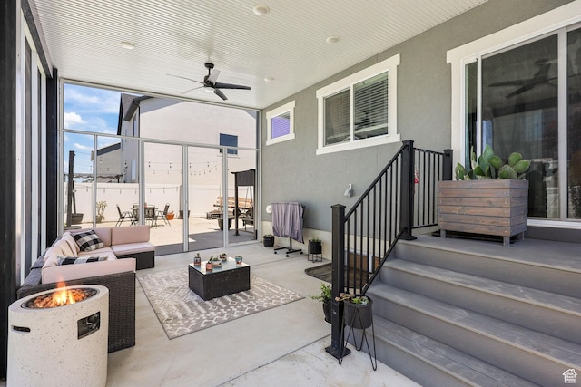 1098 S 4050 W, Syracuse, UT 84075 - view of patio / terrace featuring an outdoor living space with a fire pit and ceiling fan