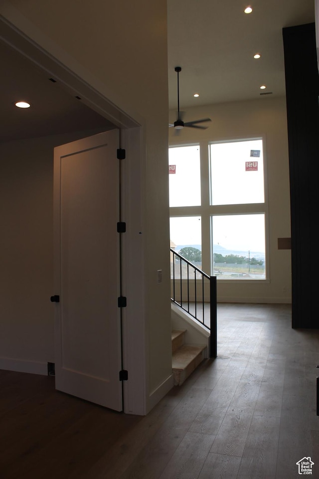 1318 S 1090 E, Salem, UT 84653 - hall featuring wood finished floors, recessed lighting, and stairway