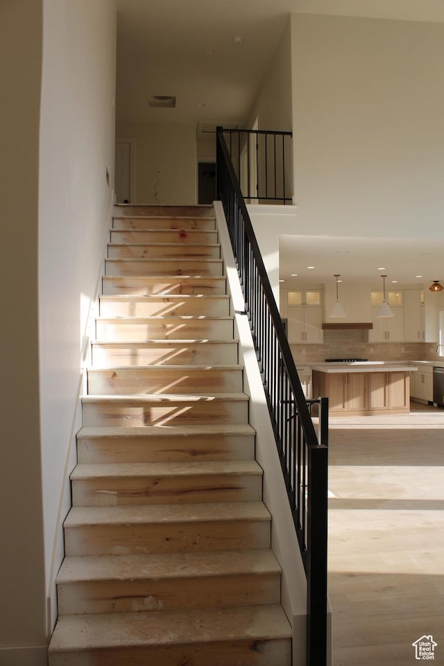 1318 S 1090 E, Salem, UT 84653 - staircase with wood finished floors and recessed lighting