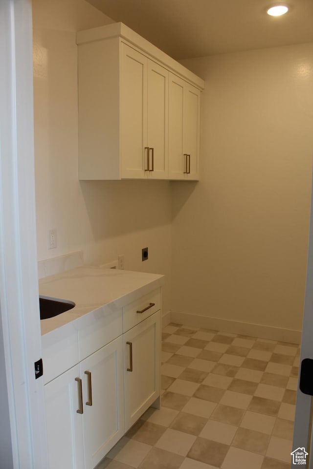 1318 S 1090 E, Salem, UT 84653 - washroom with cabinet space, hookup for an electric dryer, light flooring, and recessed lighting