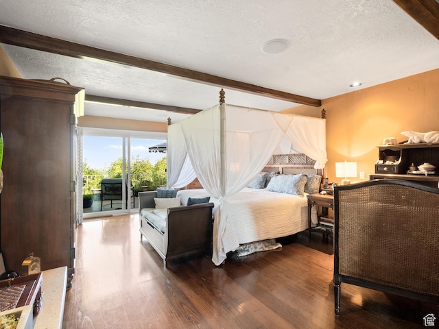 4506 S Gilead Way E, Millcreek, UT 84124 - bedroom featuring beam ceiling, wood finished floors, and a textured ceiling