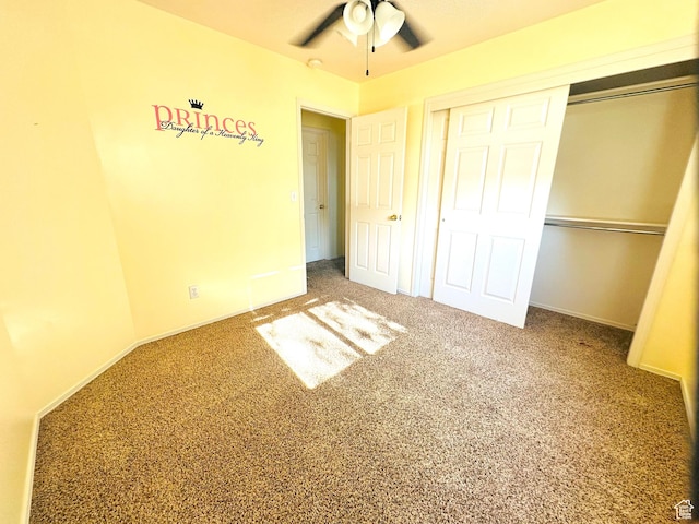 2592 W 2650 N, Clinton, UT 84015 - unfurnished bedroom featuring a closet, carpet floors, and ceiling fan