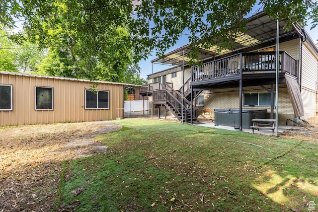 8268 S 865 E, Sandy, UT 84094 - view of yard with a hot tub, a wooden deck, stairs, and a patio area