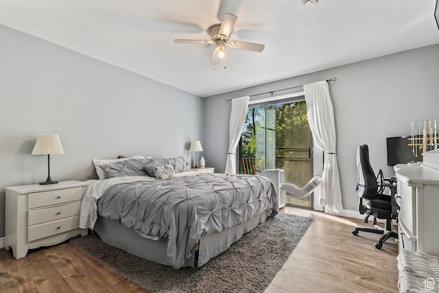 639 E Swenson Ave Unit 4, Springville, UT 84663 - bedroom featuring access to outside, wood finished floors, ceiling fan, and a desk
