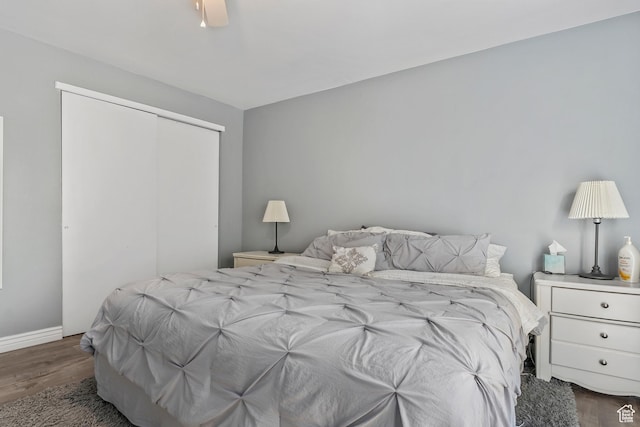 639 E Swenson Ave Unit 4, Springville, UT 84663 - bedroom featuring dark wood finished floors, a closet, and a ceiling fan