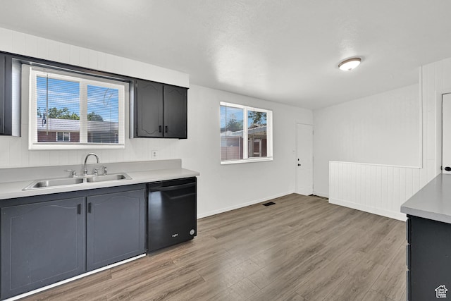 2743 W 7460 S, West Jordan, UT 84084 - kitchen with dishwasher, light wood finished floors, light countertops, and gray cabinets