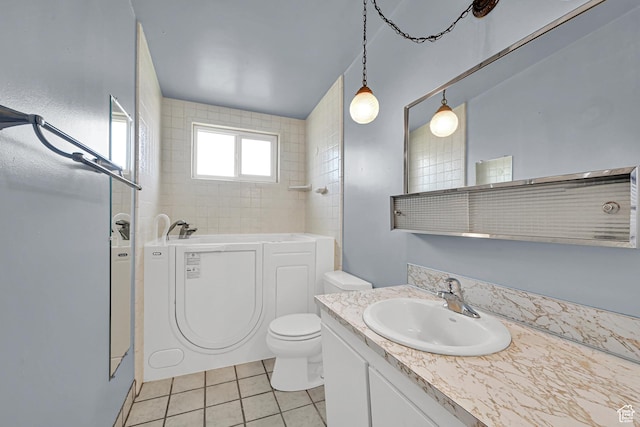 2743 W 7460 S, West Jordan, UT 84084 - full bathroom featuring a garden tub, vanity, and tile patterned floors