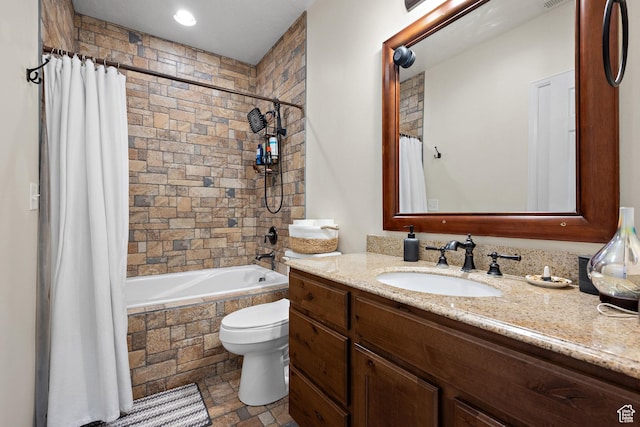 8791 N Suffolk Ln, Eagle Mountain, UT 84005 - full bath featuring vanity, tiled shower / bath, and stone finish flooring