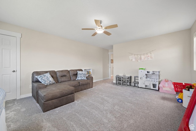 8791 N Suffolk Ln, Eagle Mountain, UT 84005 - carpeted living room featuring a ceiling fan and baseboards