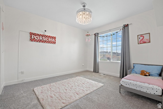 8791 N Suffolk Ln, Eagle Mountain, UT 84005 - bedroom featuring carpet floors and a chandelier