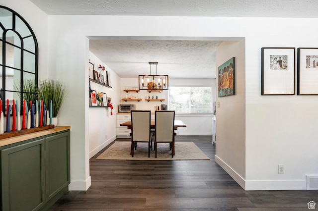 5980 S Sweet Basil W, Taylorsville, UT 84129 - dining area featuring dark wood-style floors, a textured ceiling, and a chandelier