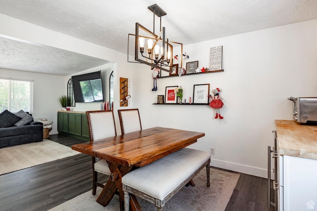 5980 S Sweet Basil W, Taylorsville, UT 84129 - dining area with dark wood-type flooring, a chandelier, and a textured ceiling