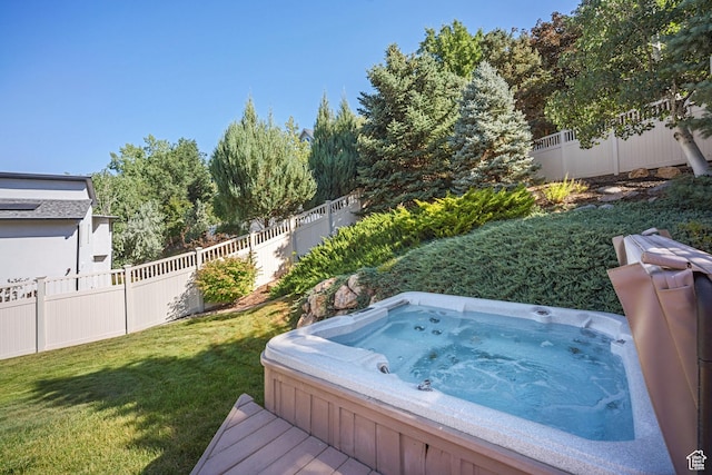 967 E Eaglewood Dr, North Salt Lake, UT 84054 - fenced backyard with an outdoor hot tub