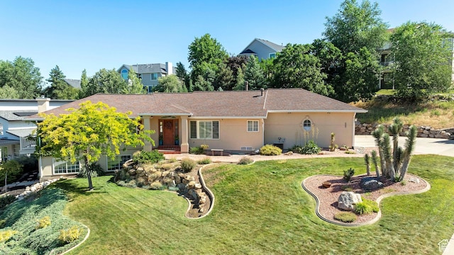 967 E Eaglewood Dr, North Salt Lake, UT 84054 - single story home with stucco siding, a front yard, and a shingled roof