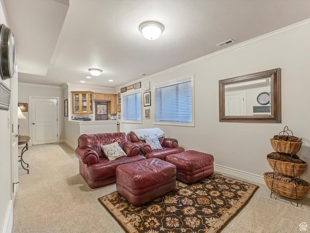 1832 E Cottonwood Glen Ct, Salt Lake City, UT 84117 - living room with light carpet and crown molding