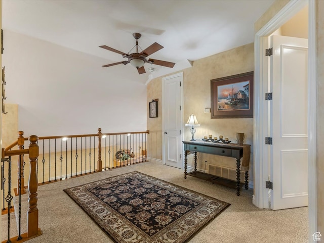 1832 E Cottonwood Glen Ct, Salt Lake City, UT 84117 - sitting room with a ceiling fan, carpet, and lofted ceiling