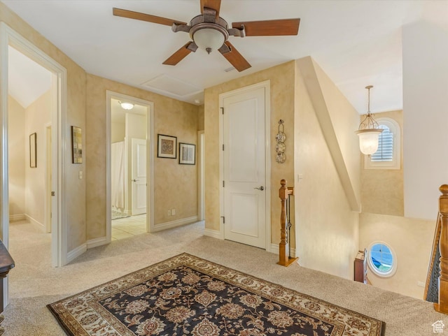 1832 E Cottonwood Glen Ct, Salt Lake City, UT 84117 - hall with carpet flooring and an upstairs landing