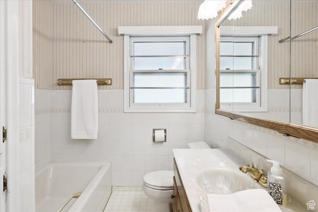 3622 Jackson Ave, Ogden, UT 84403 - full bathroom with a bath, vanity, healthy amount of natural light, tile walls, and a shower