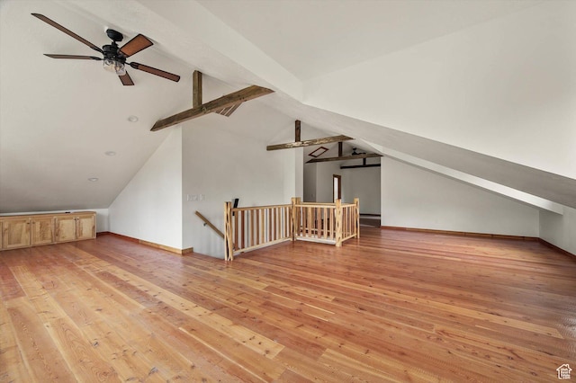 8817 E Mountain Valley Dr S, Huntsville, UT 84317 - additional living space with vaulted ceiling, light wood finished floors, and a ceiling fan