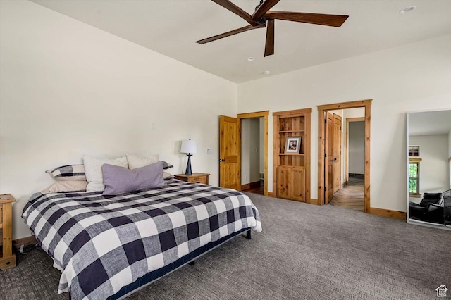 8817 E Mountain Valley Dr S, Huntsville, UT 84317 - bedroom featuring carpet, ceiling fan, a high ceiling, and recessed lighting