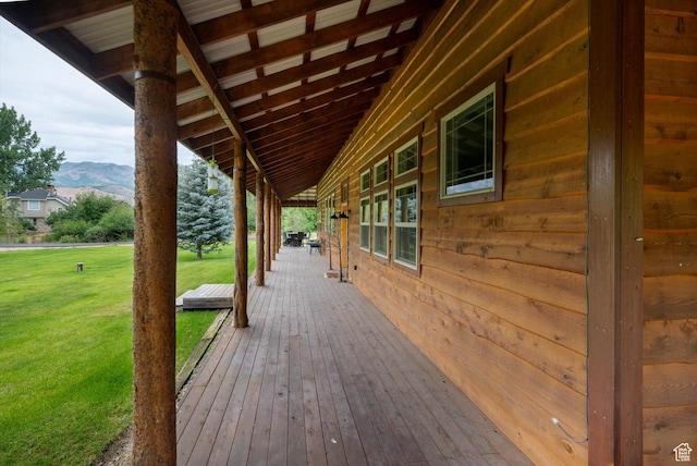 8817 E Mountain Valley Dr S, Huntsville, UT 84317 - wooden terrace featuring a yard and a mountain view