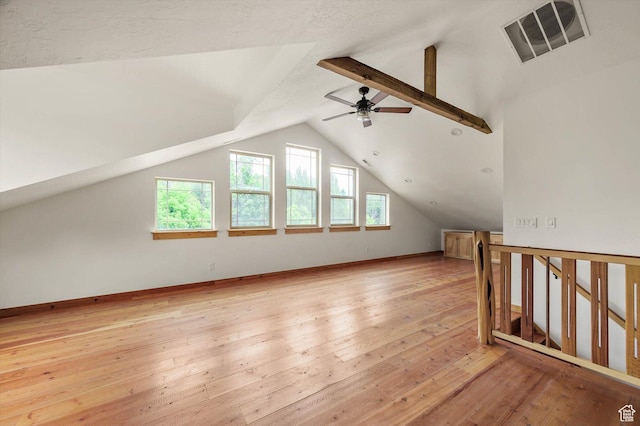 8817 E Mountain Valley Dr S, Huntsville, UT 84317 - additional living space featuring healthy amount of natural light, vaulted ceiling, light wood finished floors, and ceiling fan