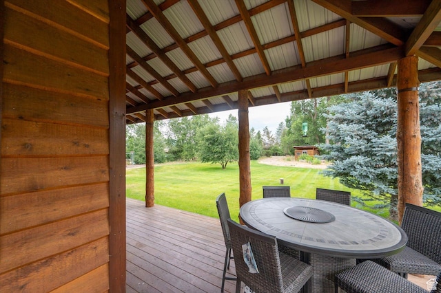 8817 E Mountain Valley Dr S, Huntsville, UT 84317 - wooden deck with a yard and outdoor dining area