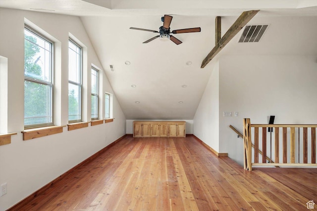8817 E Mountain Valley Dr S, Huntsville, UT 84317 - additional living space with lofted ceiling, light wood-type flooring, and ceiling fan