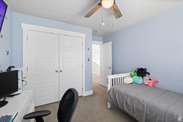 6523 W Bridge Maple Ln S, West Jordan, UT 84081 - carpeted bedroom with a desk, a closet, and ceiling fan