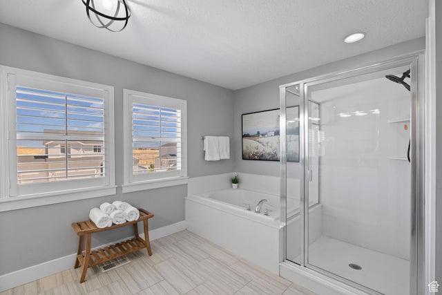 6523 W Bridge Maple Ln S, West Jordan, UT 84081 - full bath with a stall shower, a bath, and a textured ceiling