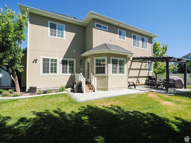 618 E Beaumont Way S, Draper, UT 84020 - back of property with stucco siding, a pergola, and a patio area