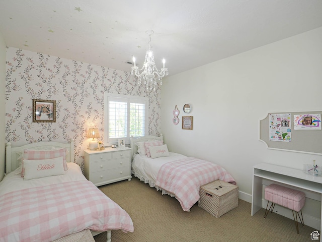 618 E Beaumont Way S, Draper, UT 84020 - carpeted bedroom with a chandelier and baseboards