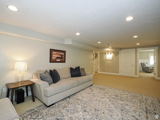 618 E Beaumont Way S, Draper, UT 84020 - living room with carpet, recessed lighting, and a textured ceiling