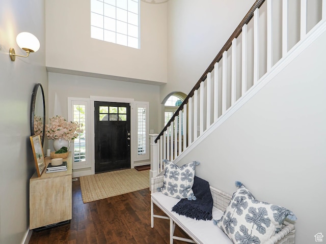 618 E Beaumont Way S, Draper, UT 84020 - entrance foyer featuring a towering ceiling, dark wood-style flooring, and stairway