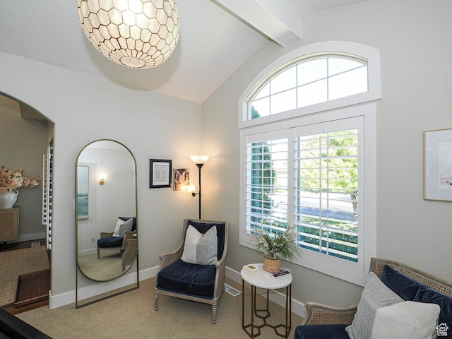 618 E Beaumont Way S, Draper, UT 84020 - living area featuring carpet floors and arched walkways