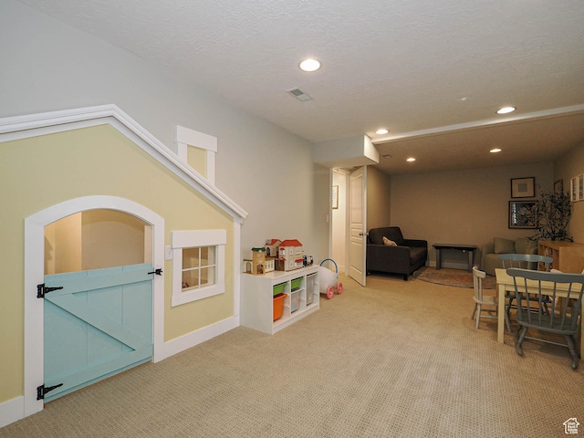 618 E Beaumont Way S, Draper, UT 84020 - recreation room featuring carpet, recessed lighting, and a textured ceiling