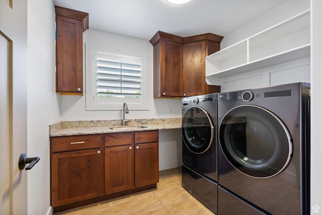 809 W 1320 N, West Bountiful, UT 84087 - washroom with washing machine and dryer, cabinet space, and light tile patterned floors