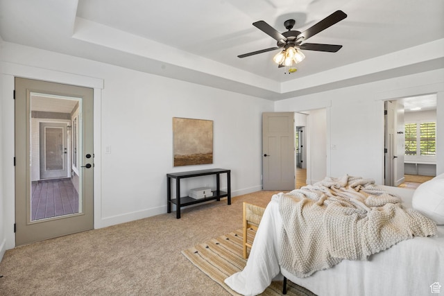 809 W 1320 N, West Bountiful, UT 84087 - bedroom with a tray ceiling, light colored carpet, and ceiling fan