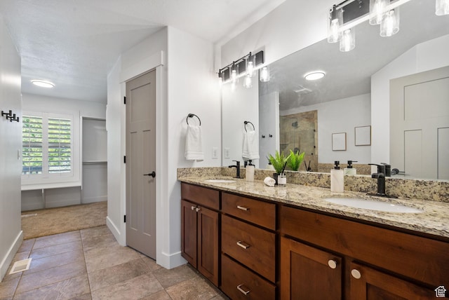 809 W 1320 N, West Bountiful, UT 84087 - full bathroom with a shower stall, double vanity, and tile patterned floors