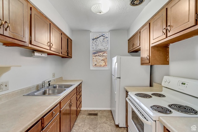 1030 Healy St Unit 2, Ogden, UT 84403 - kitchen with white electric stove, light countertops, brown cabinets, and a textured ceiling